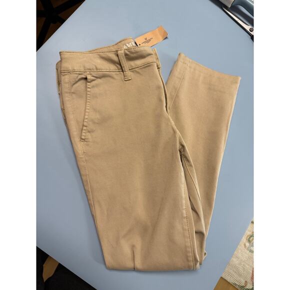 NEW NWT American Eagle Twill Khaki Pants Skinny Super Stretch Women's 8 Short - Picture 10 of 10